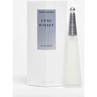 Issey Miyake L'eau D'issey 50ml, conical frosted glass bottle with silver cap, next to white box with blue label.